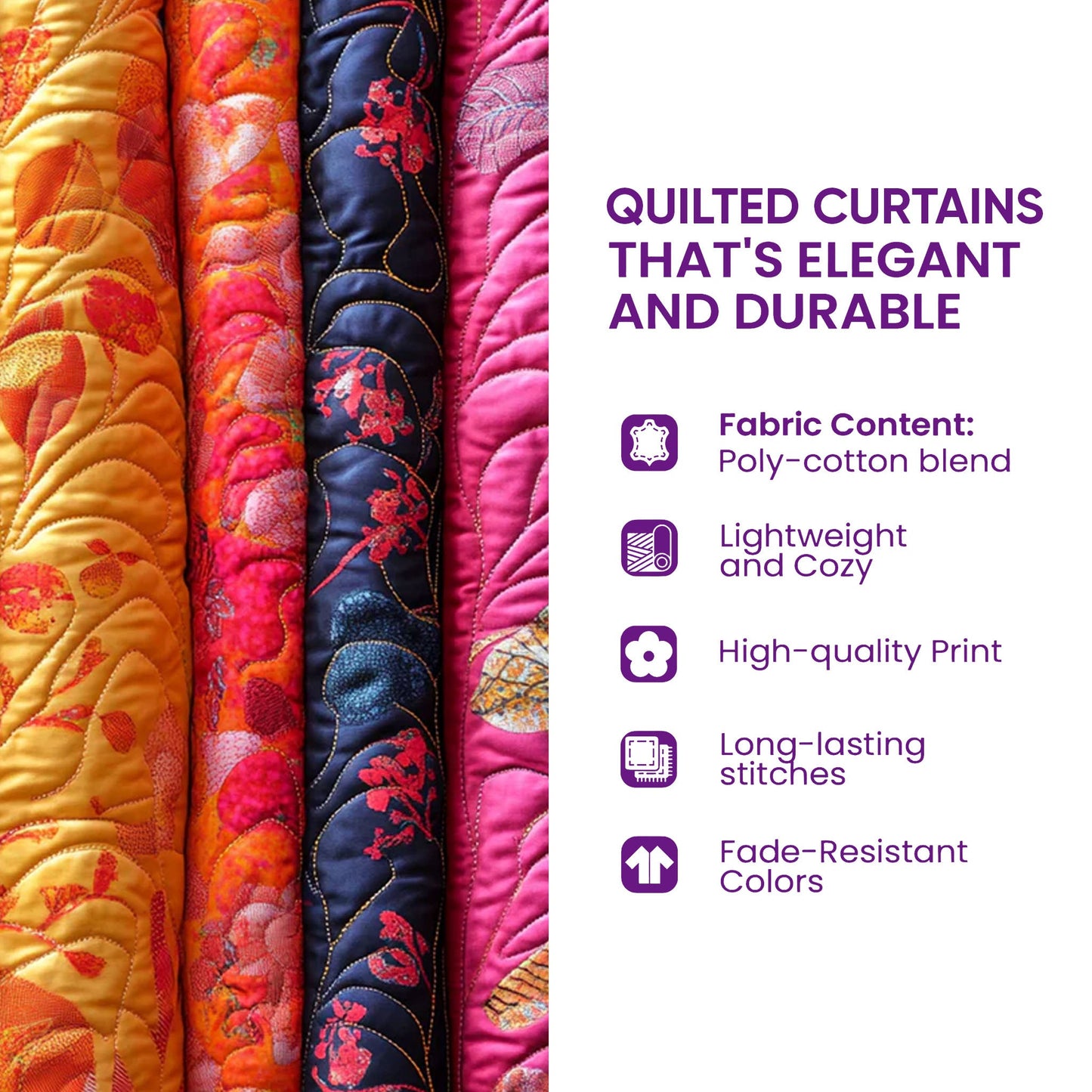 Golden Queens Quilted Curtains GFTOTG2551