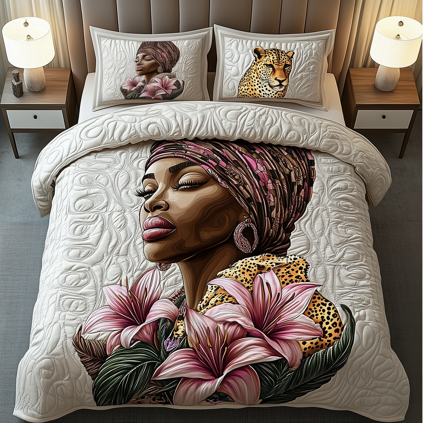 Leopard Lady 3-Piece Quilted Bedding Set GFTOAB2030