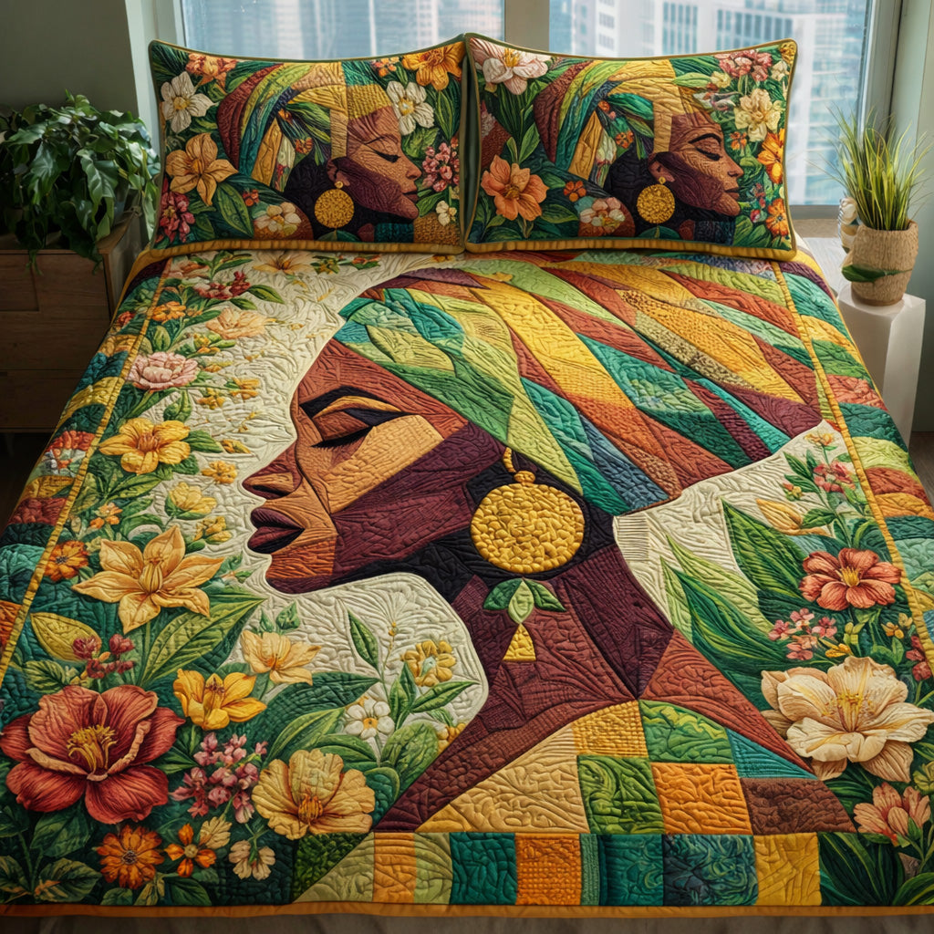 Earthy Queen Essence 3-Piece Quilted Bedding Set GFTOHD13902