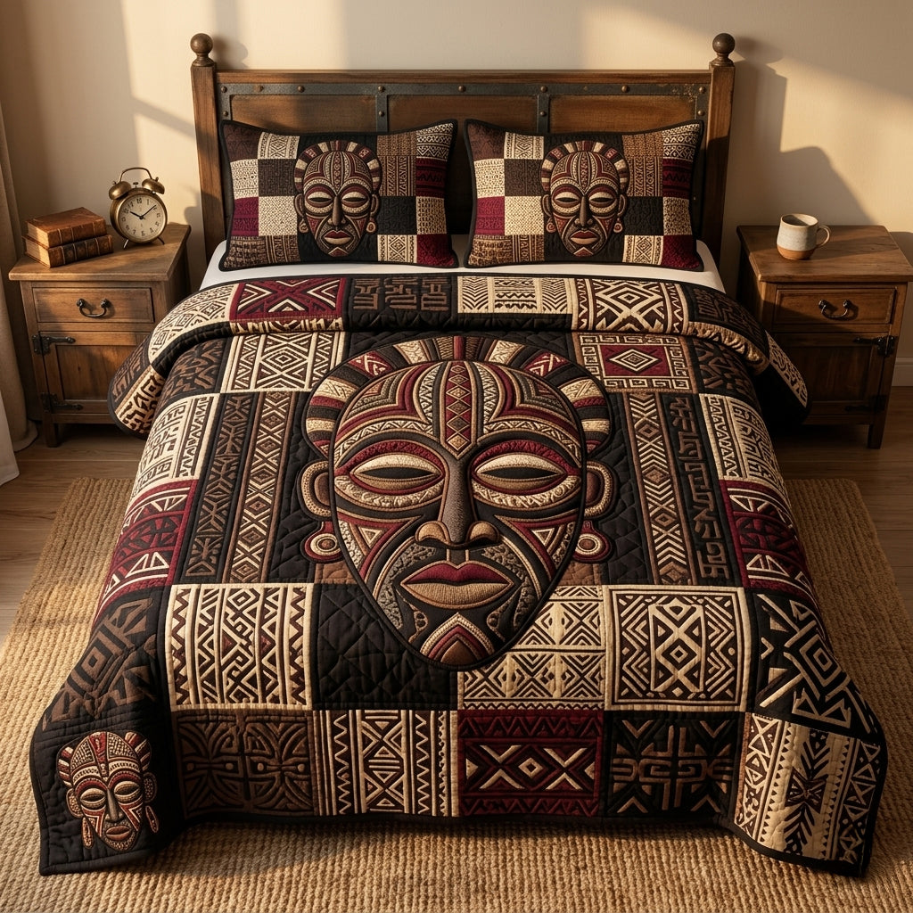 Mask Heritage 3-Piece Quilted Bedding Set GFTOHD14661