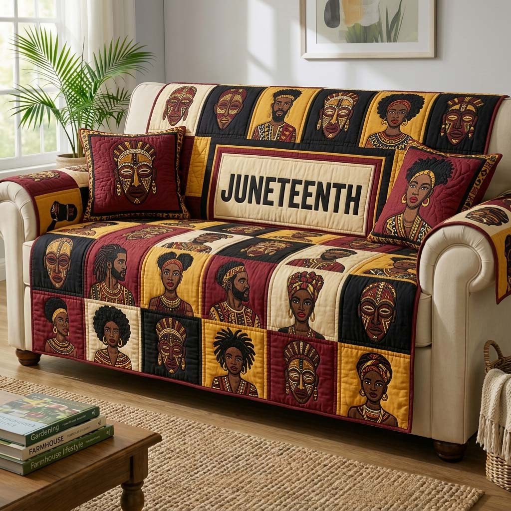 Heritage Faces Quilted Sofa Cover GFTOHD14698