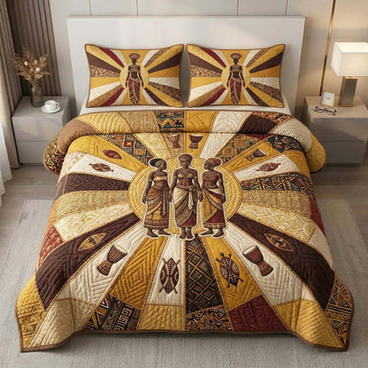 Golden Rhythm 3-Piece Quilted Bedding Set GFTOHD14717