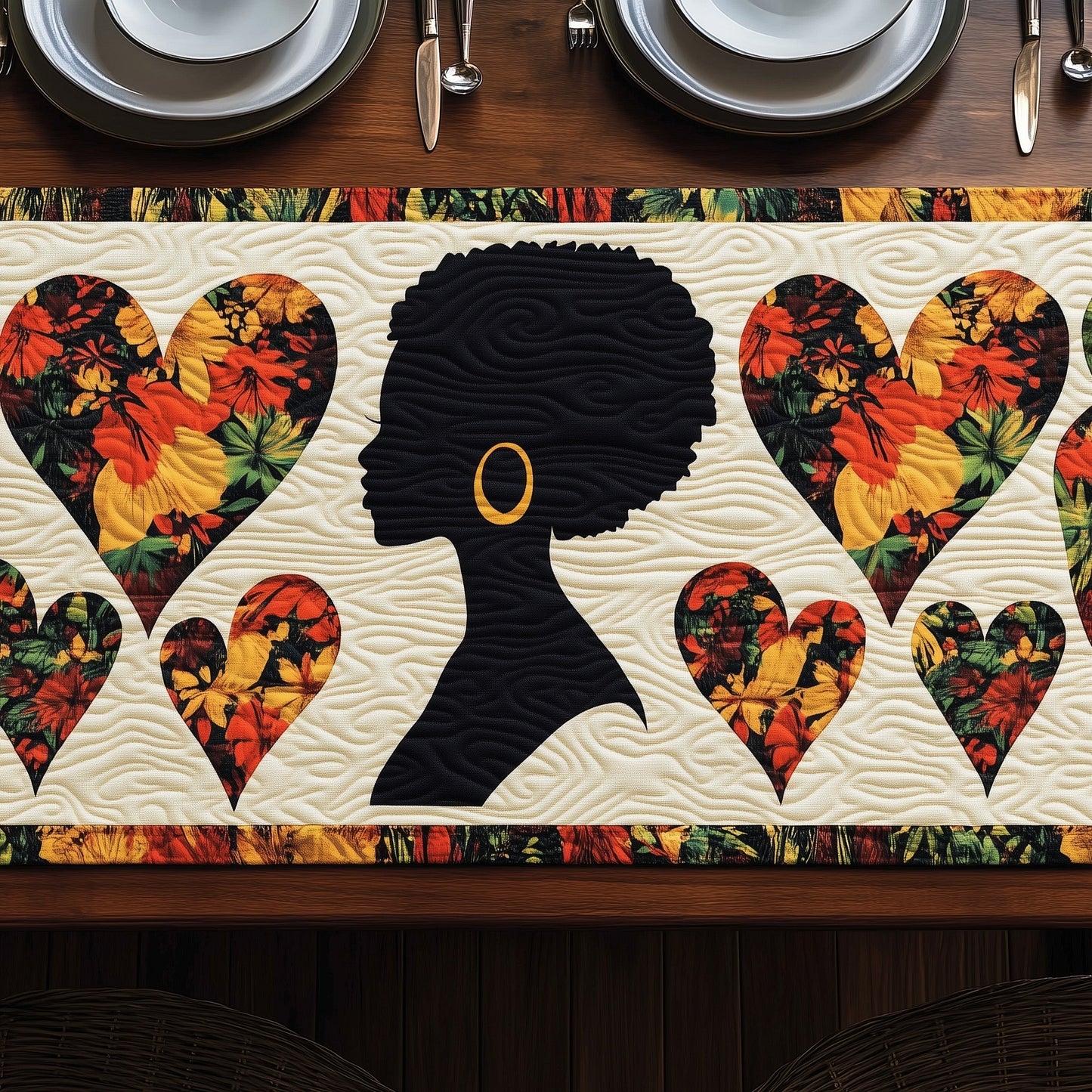 Juneteenth Love Bloom Quilted Table Runner GFTOHD6987
