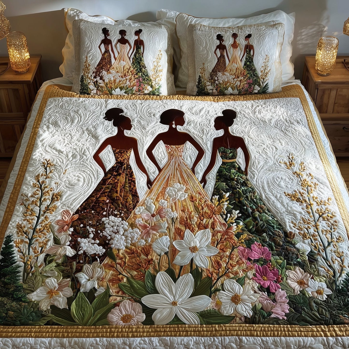 Golden Queens 3-Piece Quilted Bedding Set GFTOHD8689