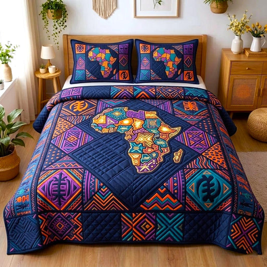 African Heritage 3-Piece Quilted Bedding Set GFTOMA10751