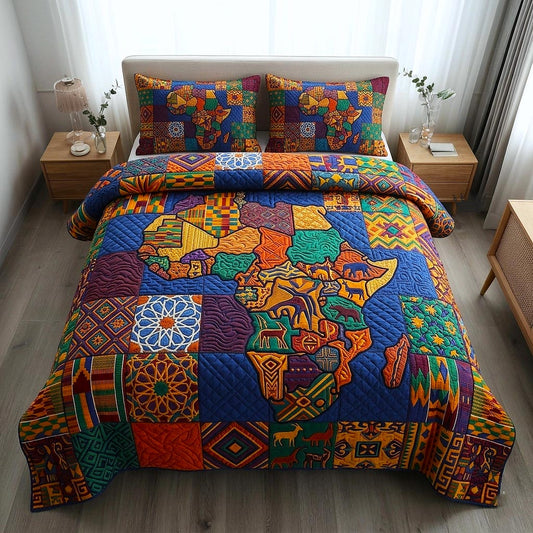 African Heritage 3-Piece Quilted Bedding Set GFTOMA10752