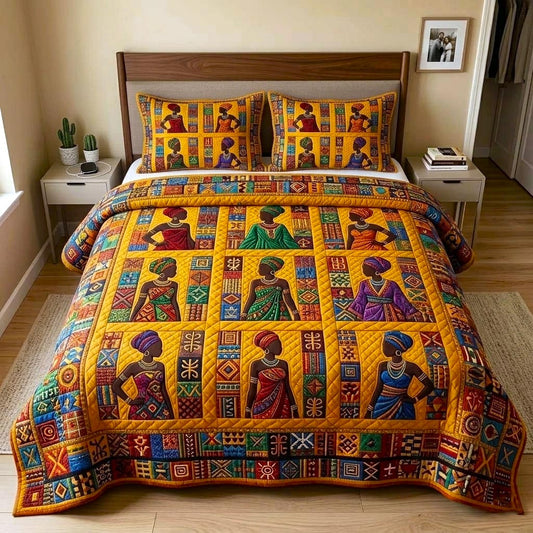 African Heritage 3-Piece Quilted Bedding Set GFTOMA10754