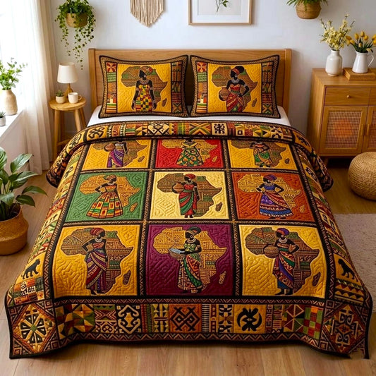 African Heritage 3-Piece Quilted Bedding Set GFTOMA10755