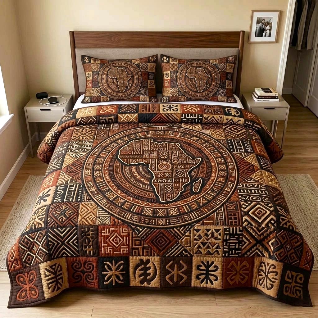 African Heritage 3-Piece Quilted Bedding Set GFTOMA10756