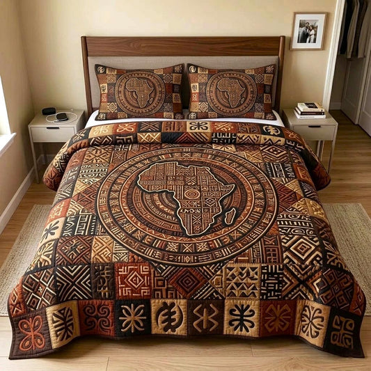 African Heritage 3-Piece Quilted Bedding Set GFTOMA10756