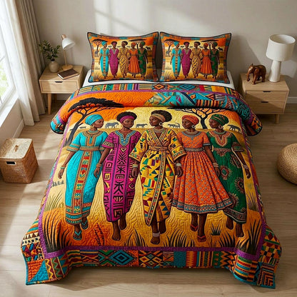 Afrocentric Pattern 3-Piece Quilted Bedding Set GFTOMA10774