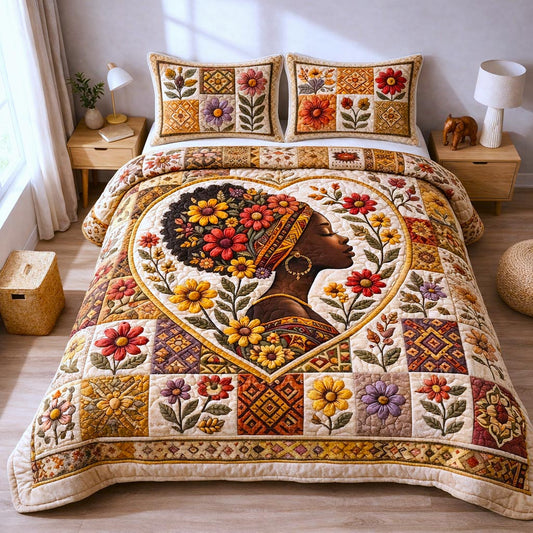 Melanin Beauty 3-Piece Quilted Bedding Set GFTOMA10775