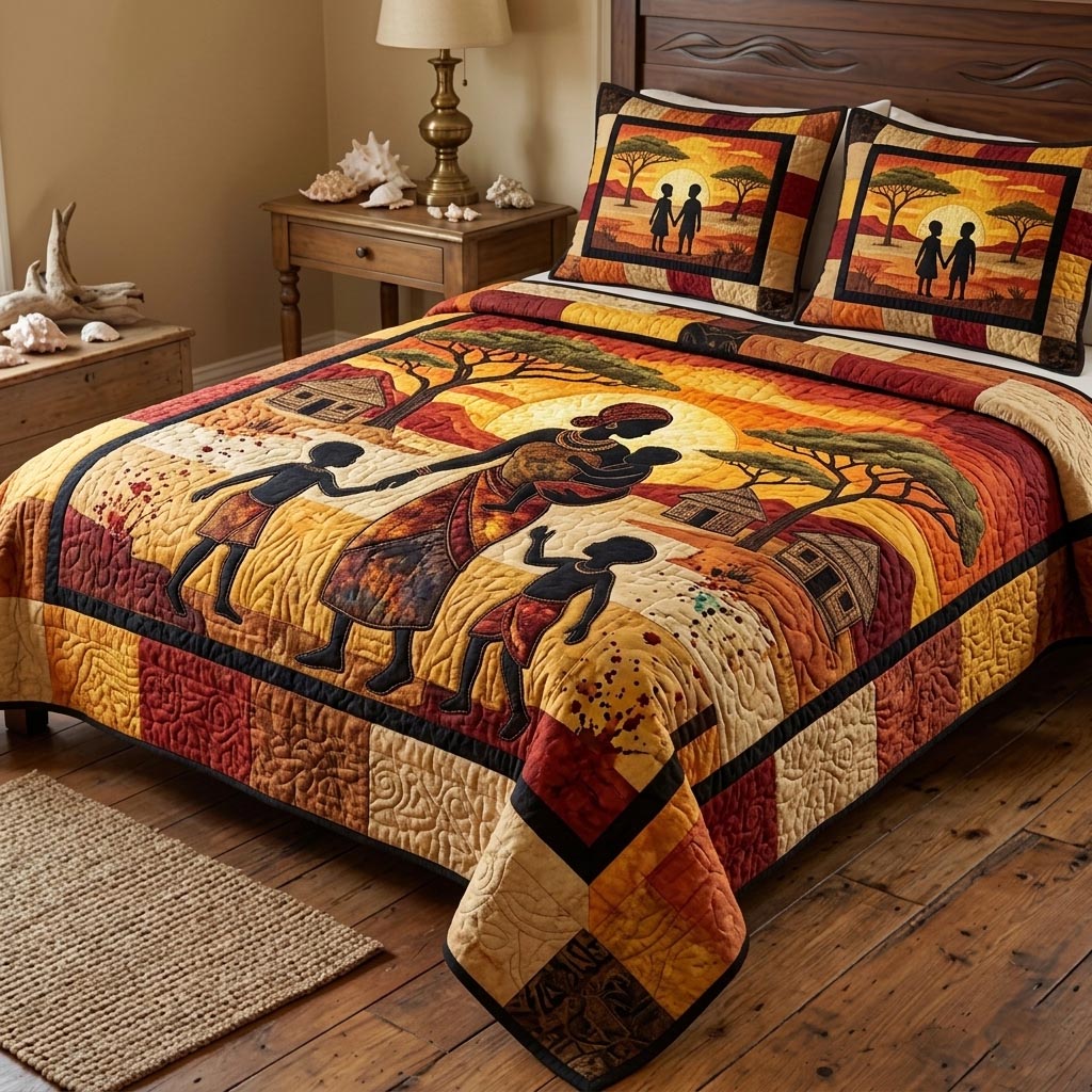 Afrocentric Pattern 3-Piece Quilted Bedding Set GFTOMA10811
