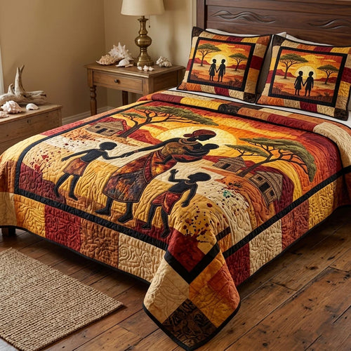 Afrocentric Pattern 3-Piece Quilted Bedding Set GFTOMA10811