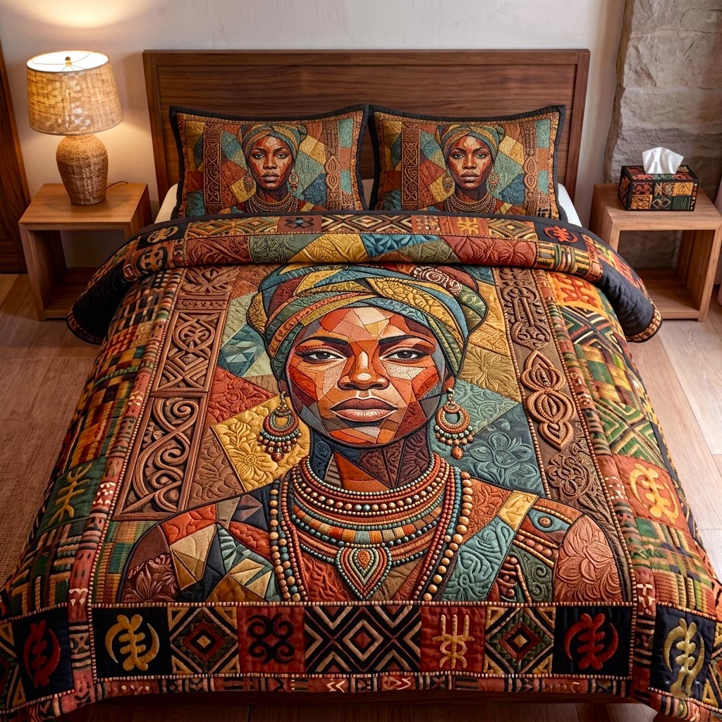 Melanin Beauty 3-Piece Quilted Bedding Set GFTOMA10812