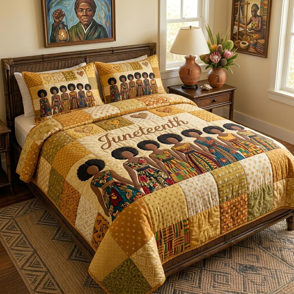 Black Freedom Legacy 3-Piece Quilted Bedding Set GFTOMA10874