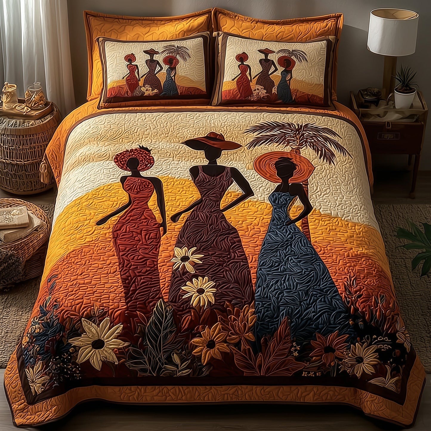 Sisters of the Sun 3-Piece Quilted Bedding Set GFTOMA1893