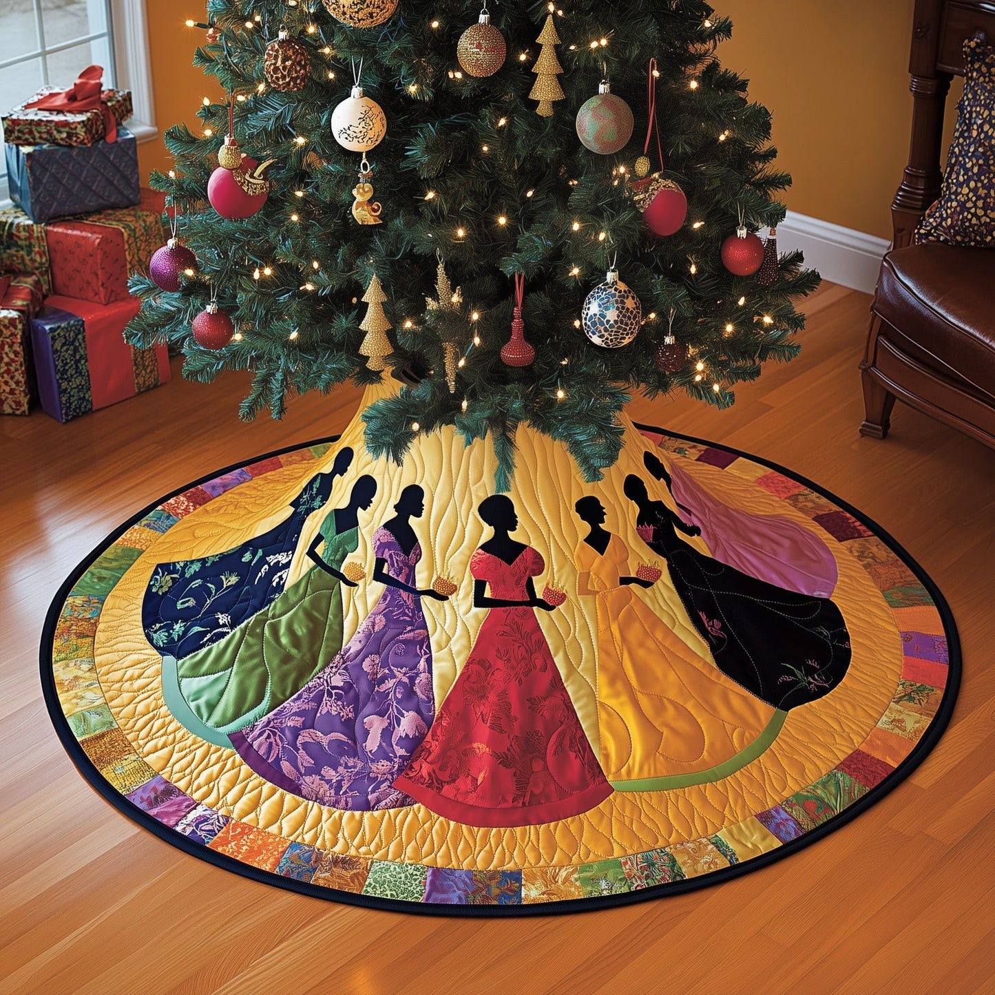 Golden Queens Quilted Tree Skirt GFTOMA6006