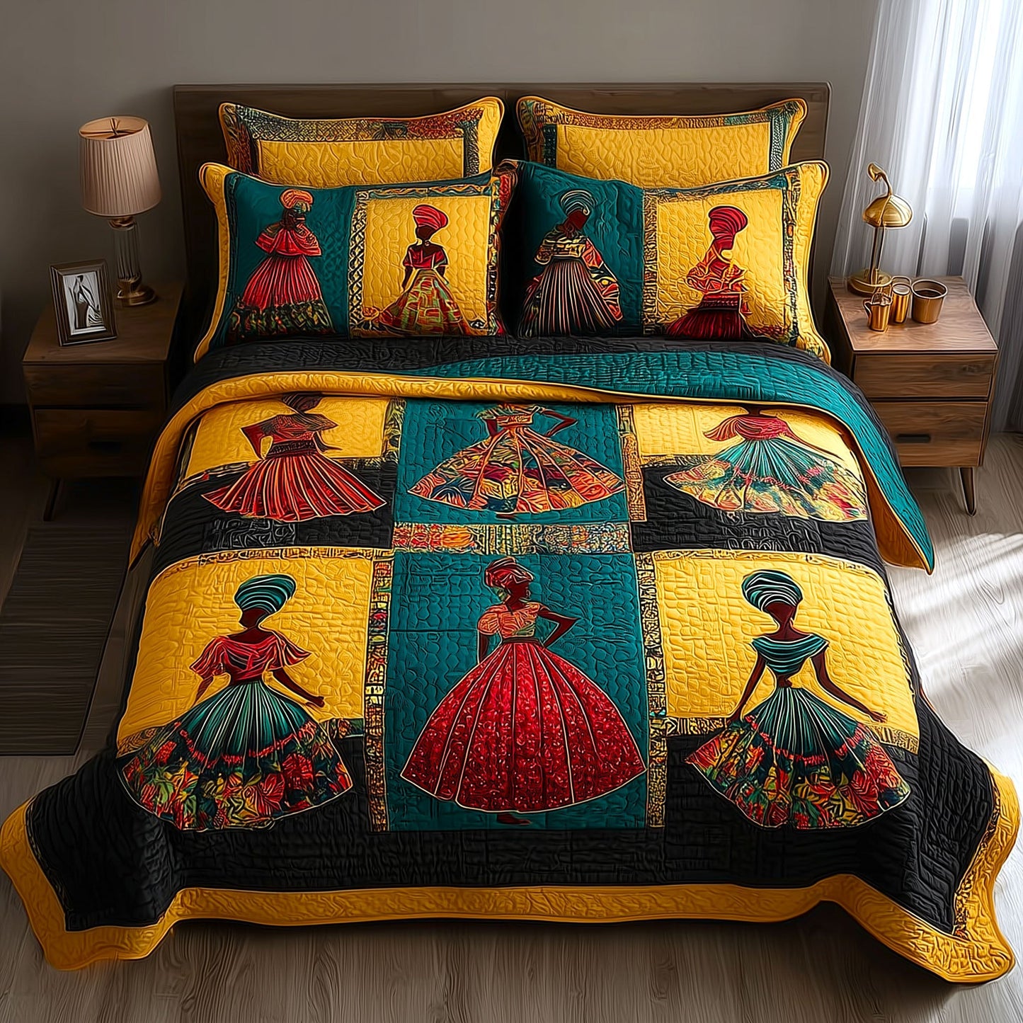 Royal Melanin 3-Piece Quilted Bedding Set GFTOMA9487