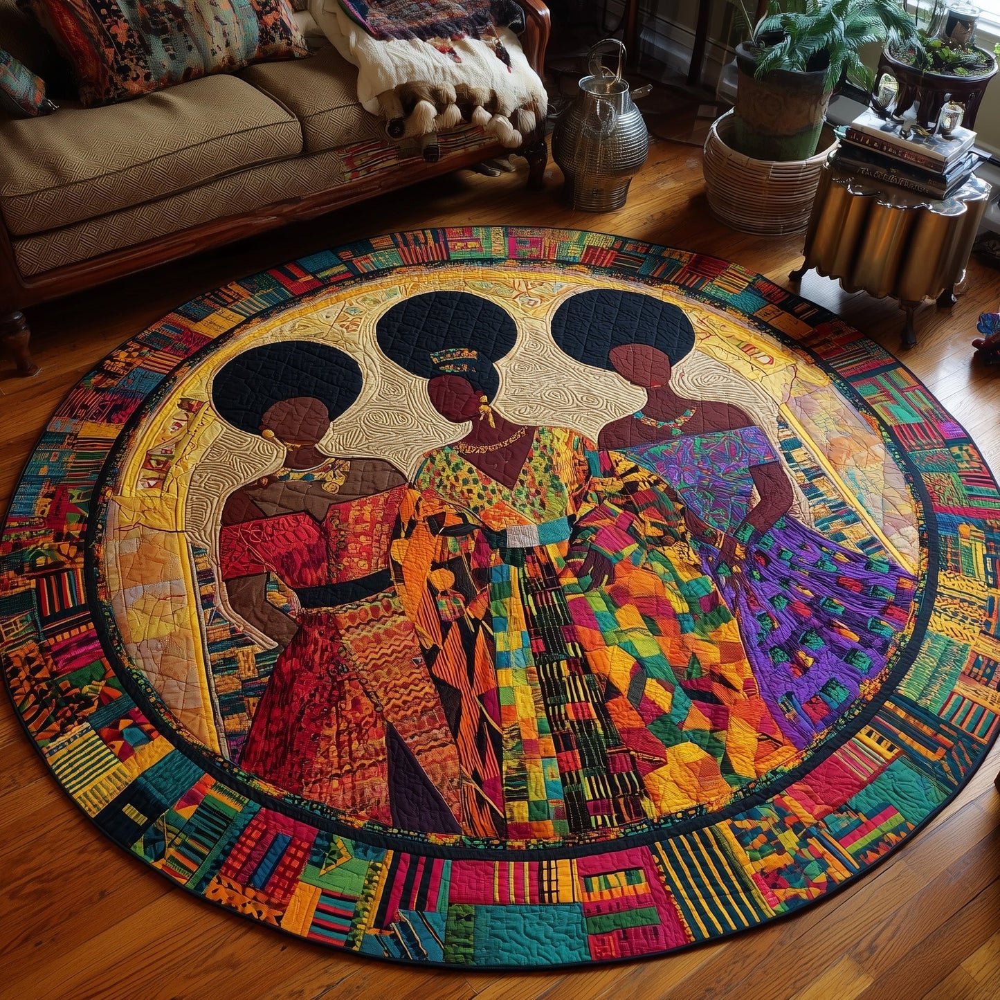 Melanin Crown Quilted Round Mat GFTONL6860