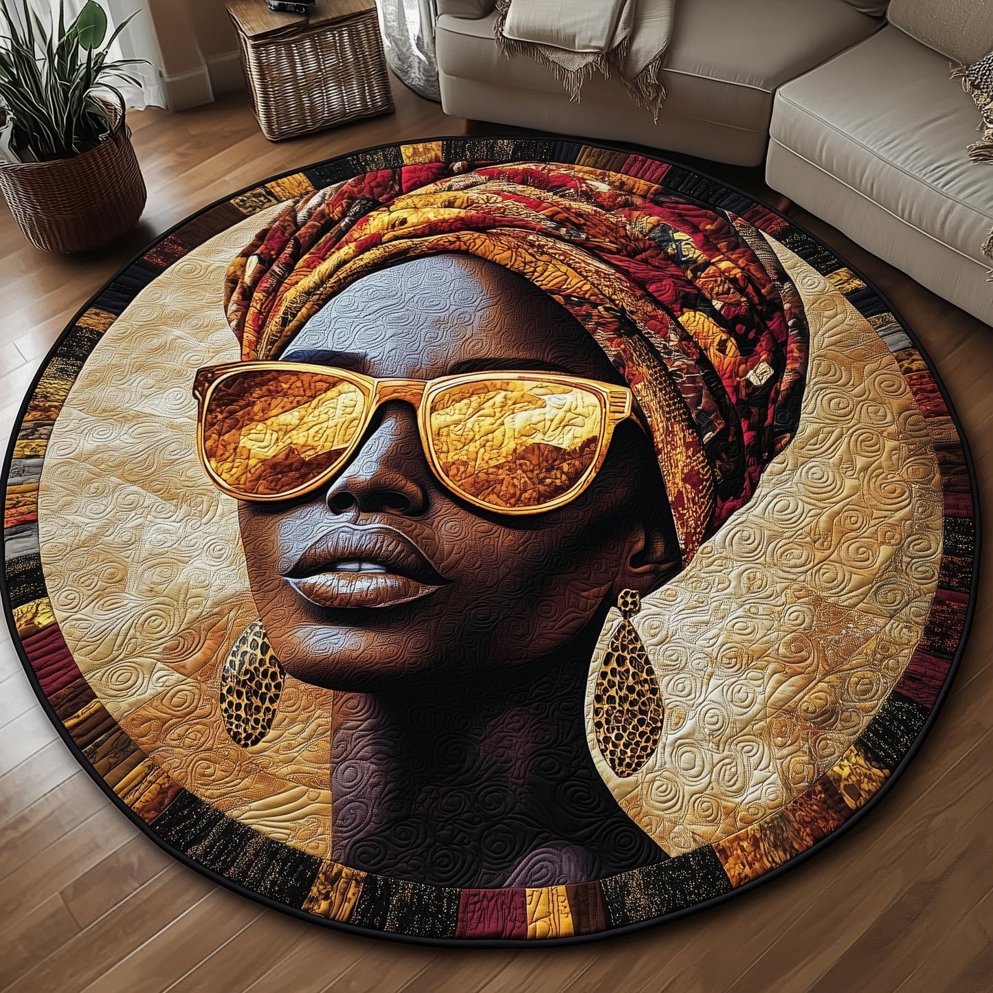 Melanin Crown Quilted Round Mat GFTONL6862