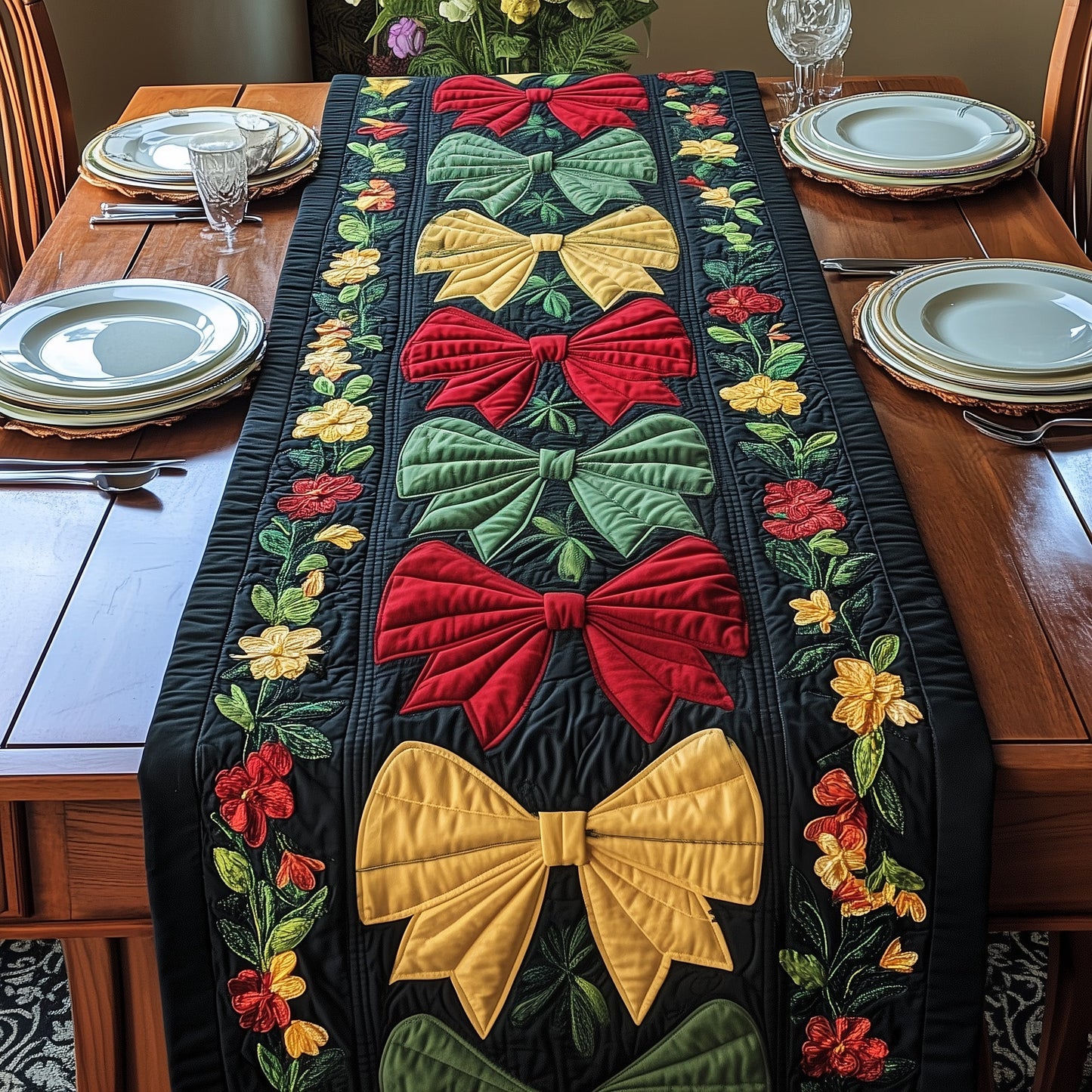Juneteenth Bows Quilted Table Runner GFTONT101