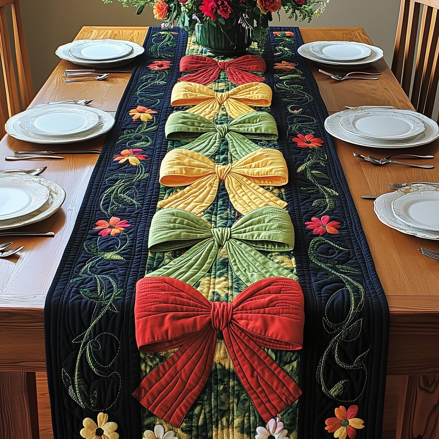 Juneteenth Bows Quilted Table Runner GFTONT103