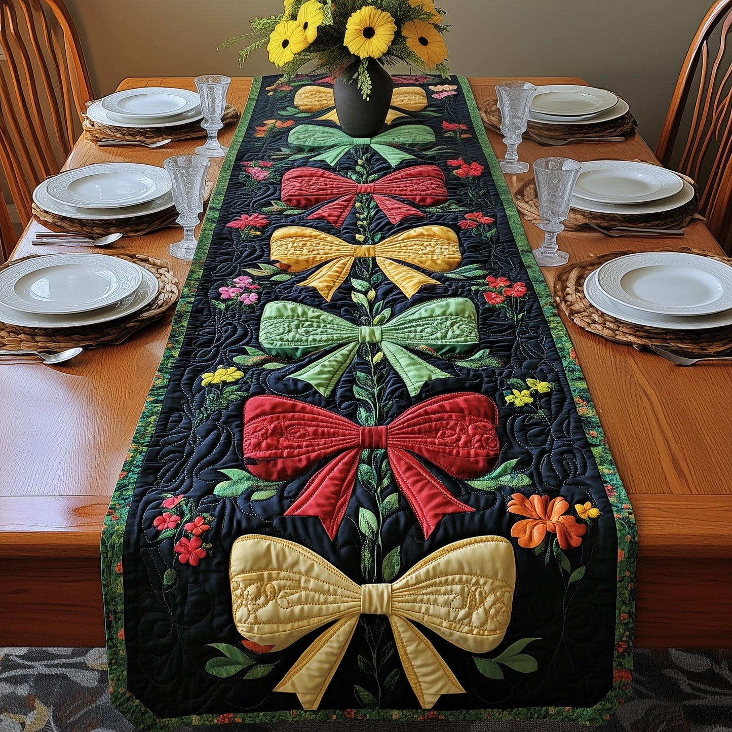Juneteenth Bows Quilted Table Runner GFTONT104