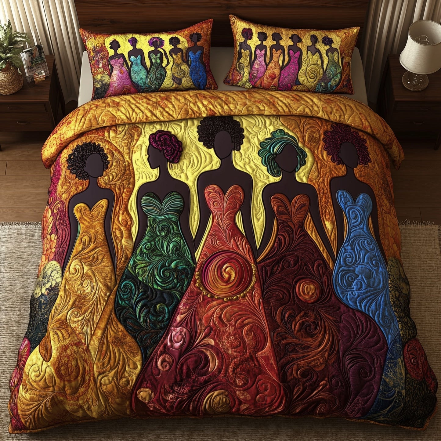 Melanin Heritage 3-Piece Quilted Bedding Set GFTONT1097