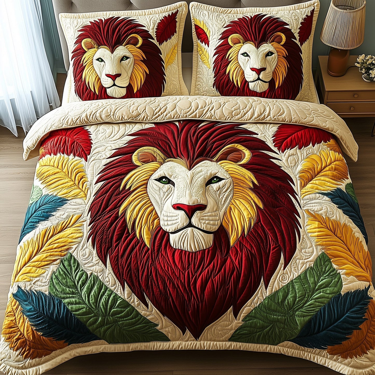 Juneteenth Lion 3-Piece Quilted Bedding Set GFTONT114