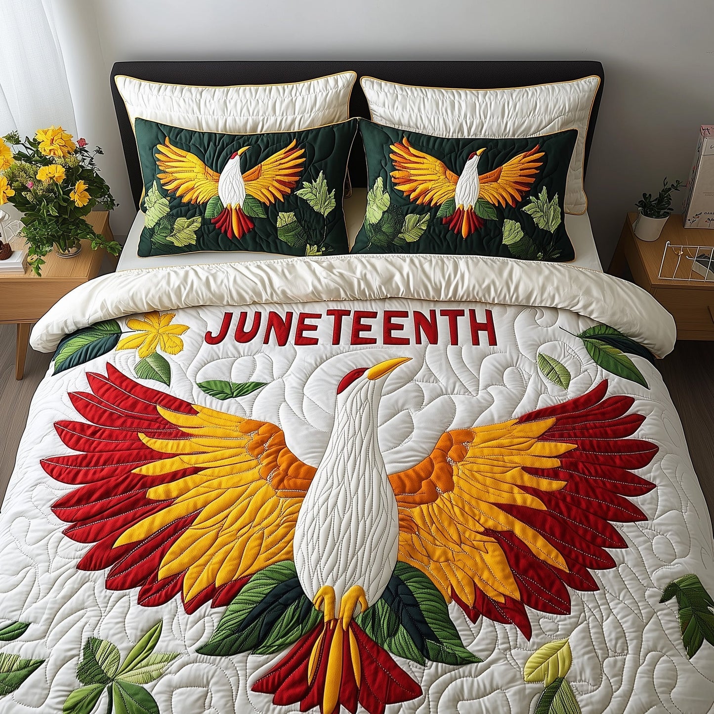 Juneteenth Bird 3-Piece Quilted Bedding Set GFTONT115
