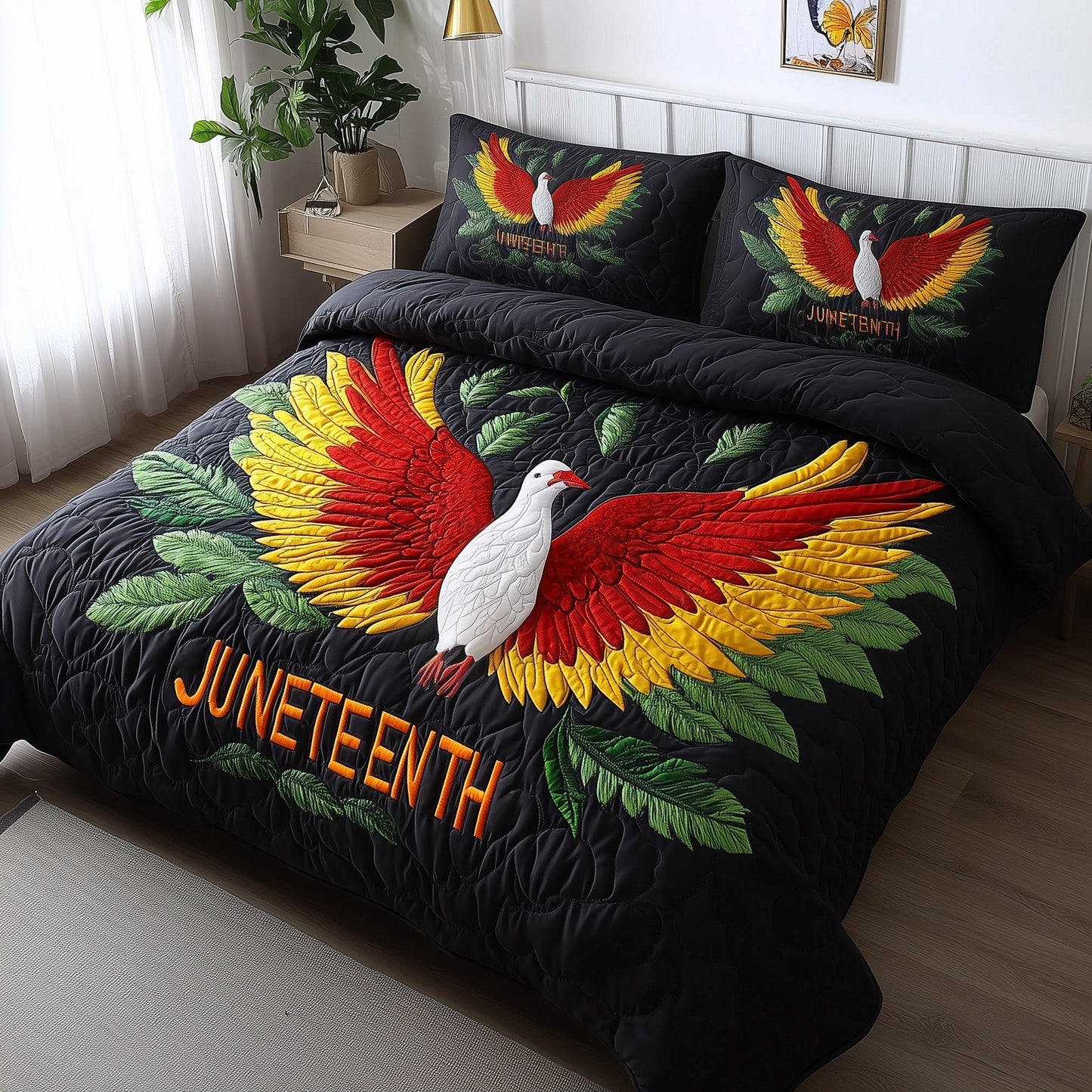 Juneteenth Bird 3-Piece Quilted Bedding Set GFTONT116