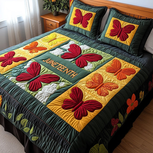 Butterfly 3-Piece Quilted Bedding Set GFTONT119