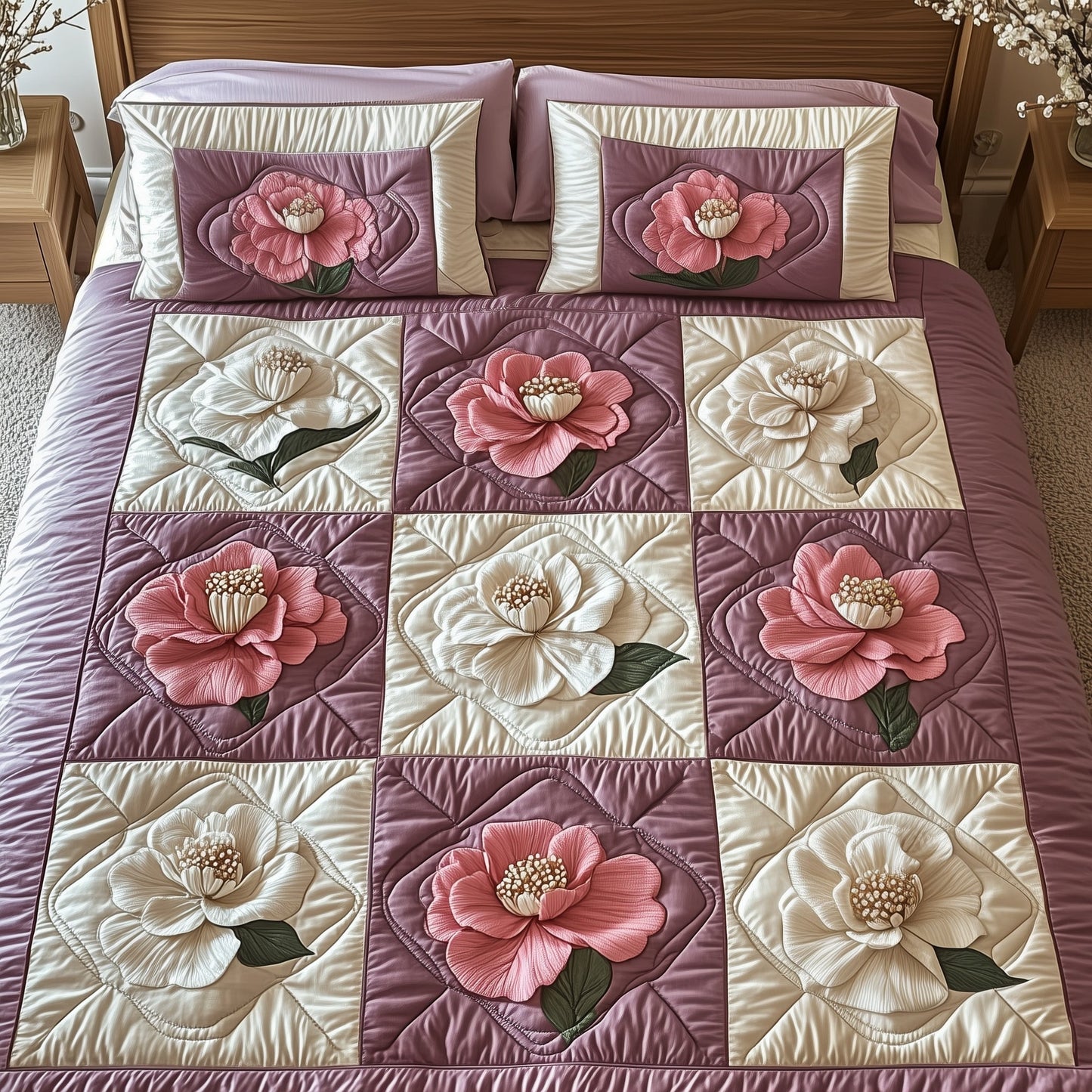 Camellia 3-Piece Quilted Bedding Set GFTONT120