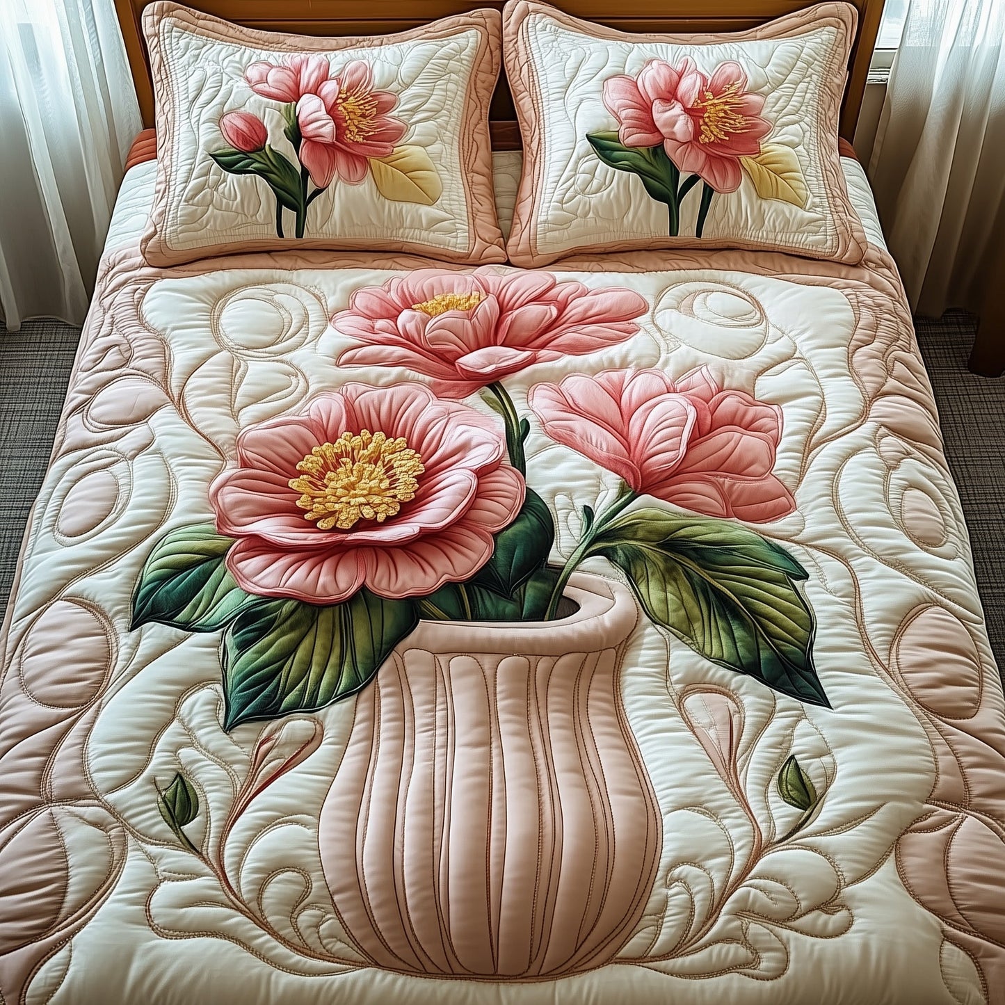Camellia 3-Piece Quilted Bedding Set GFTONT123