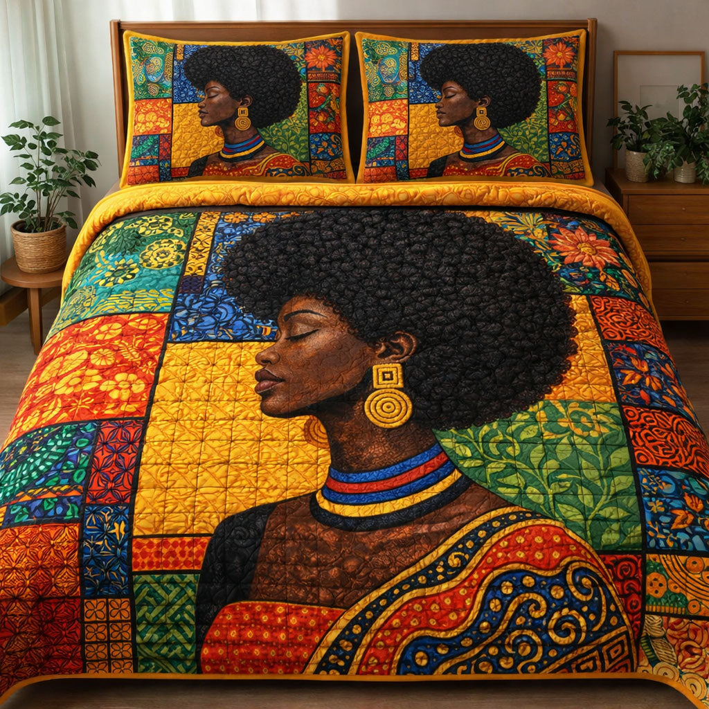 Black Queen 3-Piece Quilted Bedding Set GFTONT6685