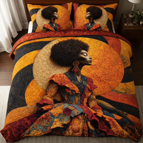 Melanin Queen 3-Piece Quilted Bedding Set GFTONT6688