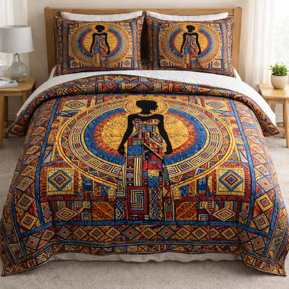 Melanin Queen 3-Piece Quilted Bedding Set GFTOQA1869