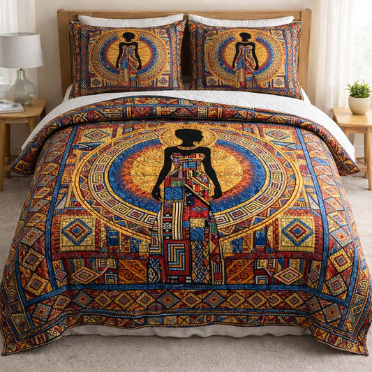 Melanin Queen 3-Piece Quilted Bedding Set GFTOQA1869