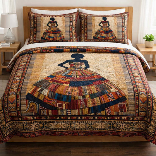 Melanin Queen 3-Piece Quilted Bedding Set GFTOQA1870