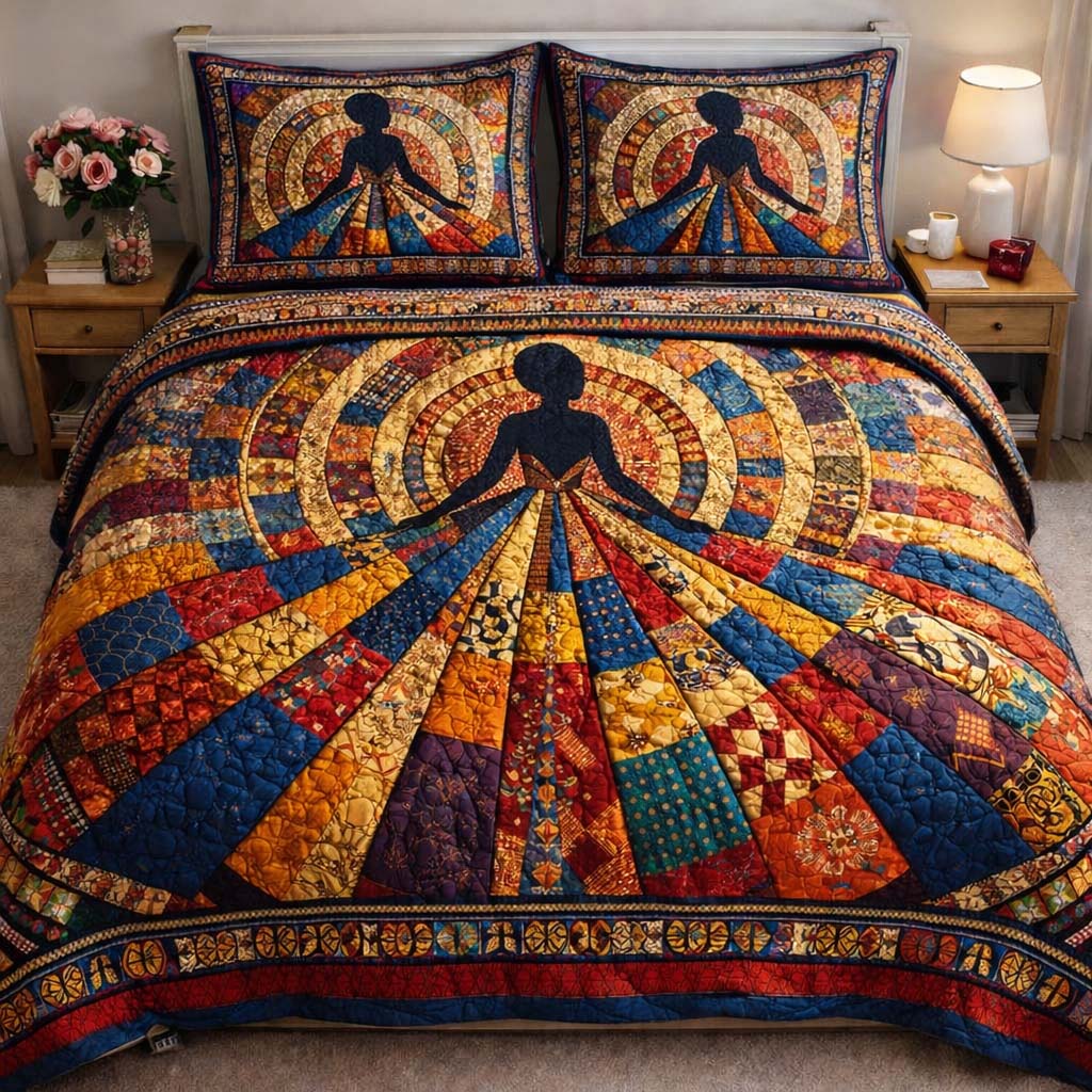 Melanin Queen 3-Piece Quilted Bedding Set GFTOQA1871