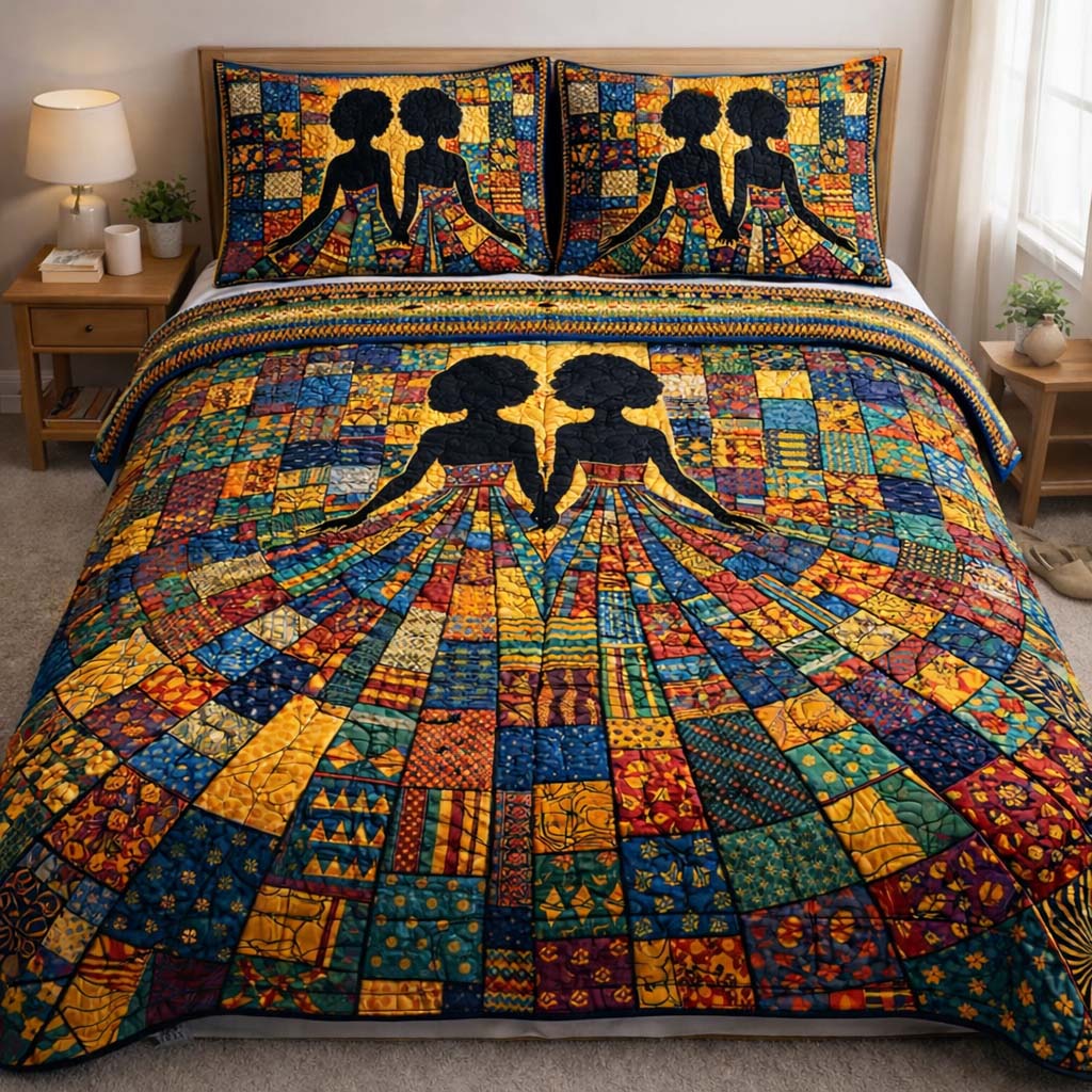 Melanin Queen 3-Piece Quilted Bedding Set GFTOQA1872