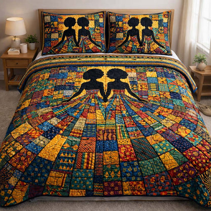 Melanin Queen 3-Piece Quilted Bedding Set GFTOQA1872