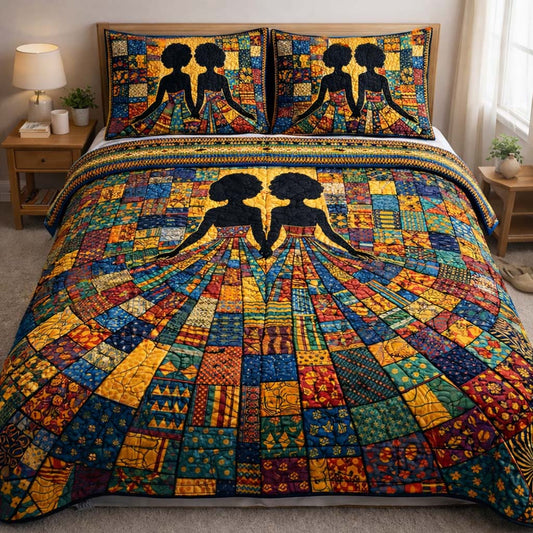Melanin Queen 3-Piece Quilted Bedding Set GFTOQA1872
