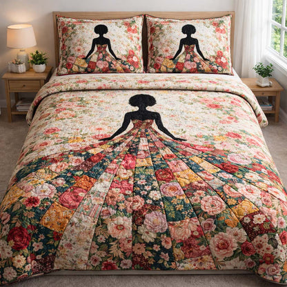 Melanin Queen 3-Piece Quilted Bedding Set GFTOQA1873
