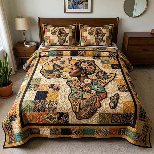 Africa Bloom 3-Piece Quilted Bedding Set GFTOQM4259