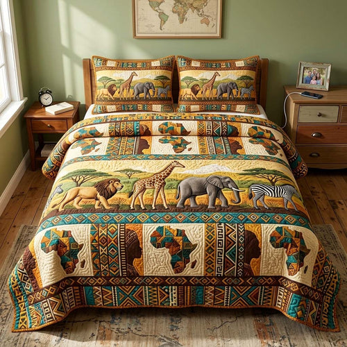 Safari Heritage 3-Piece Quilted Bedding Set GFTOQM4286