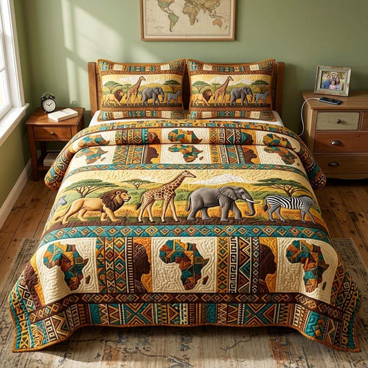 Safari Heritage 3-Piece Quilted Bedding Set GFTOQM4286