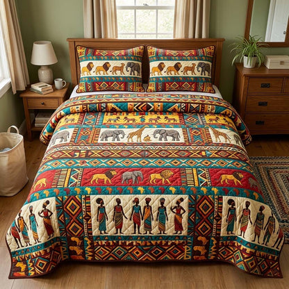 Tribal Safari 3-Piece Quilted Bedding Set GFTOQM4287