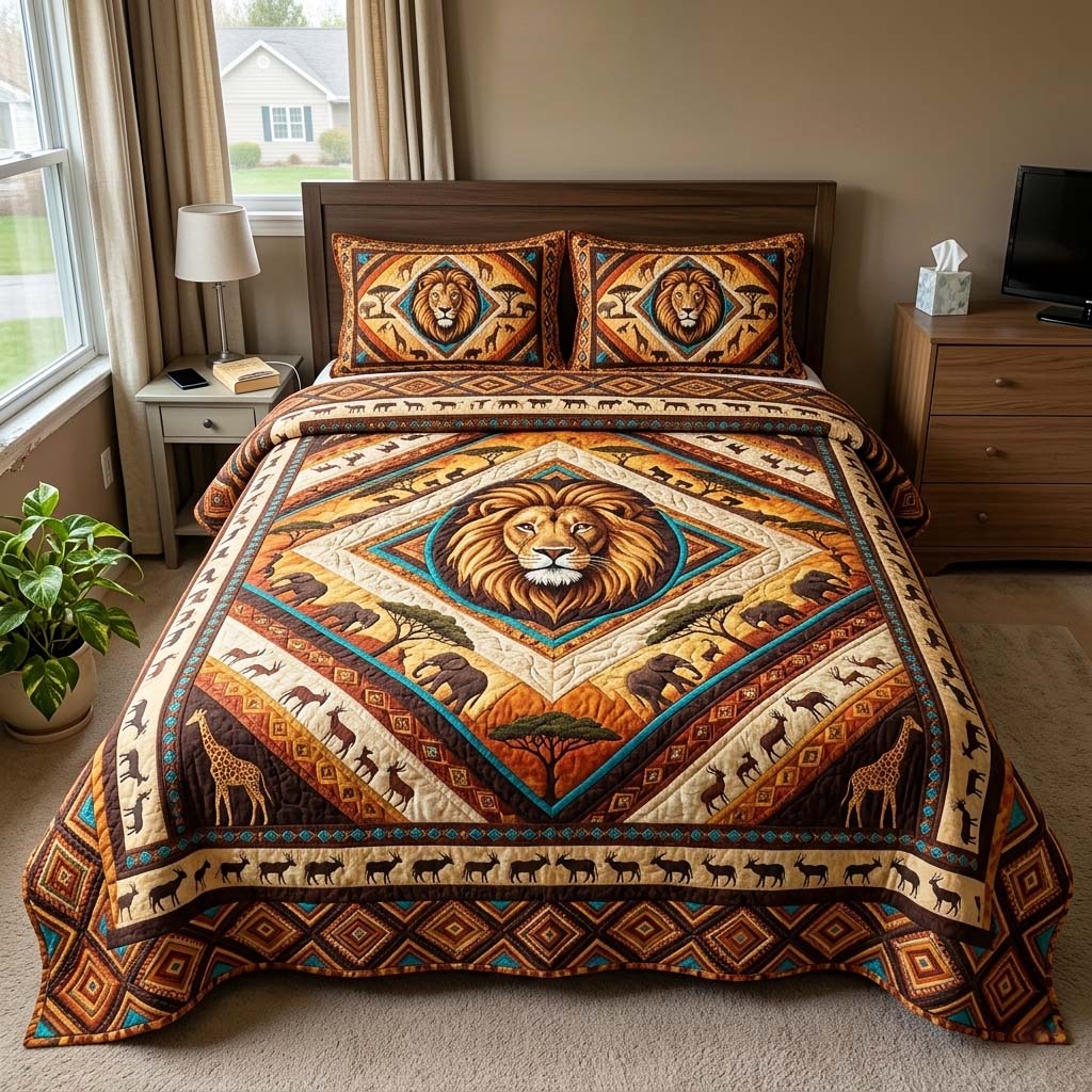 Lion King 3-Piece Quilted Bedding Set GFTOQM4289